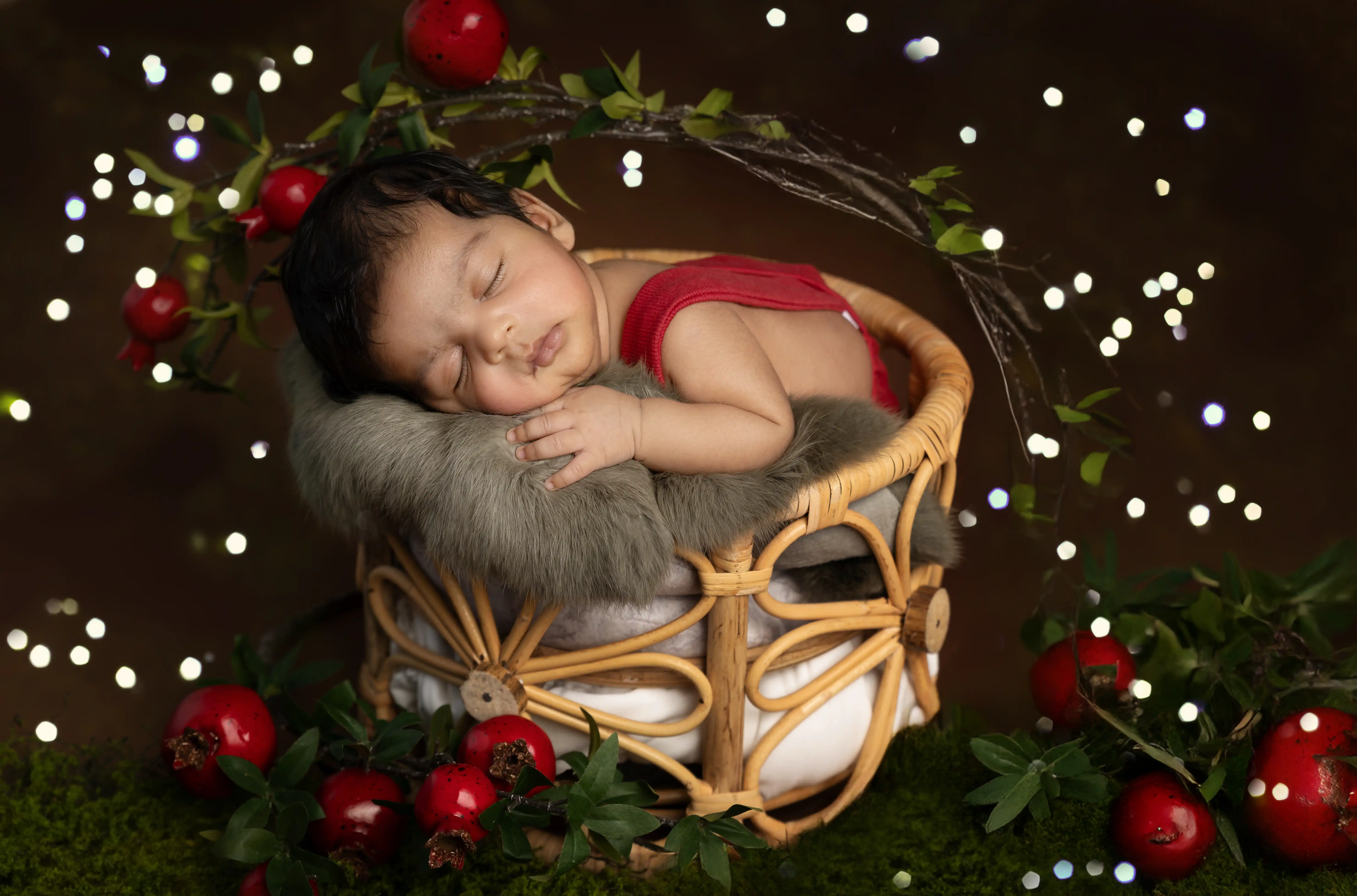 Baby with teddy photoshoot Sharjah — newborn props