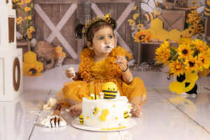 Luxury bee theme first birthday photoshoot in Abu Dhabi by Arpna Photography