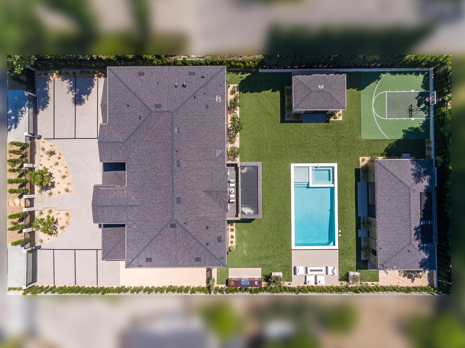 artificial turf installers Woodland Hills aerial view of lawn