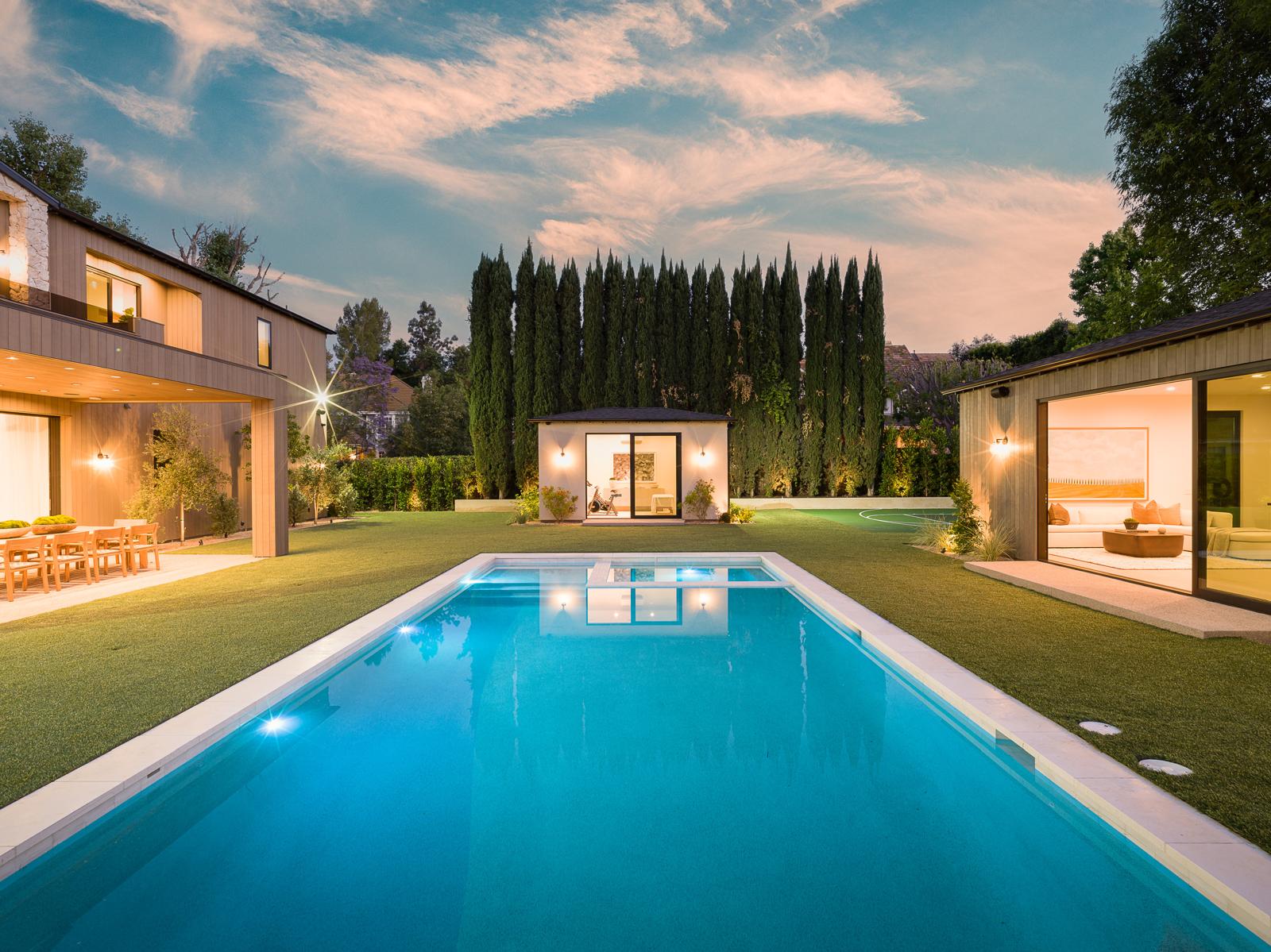 artificial grass installation Woodland Hills fire pit seating area
