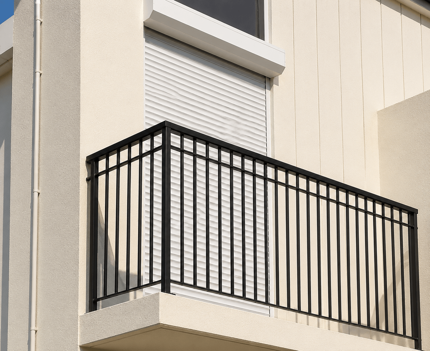 Compact aluminum window roller shutter on a Dubai villa