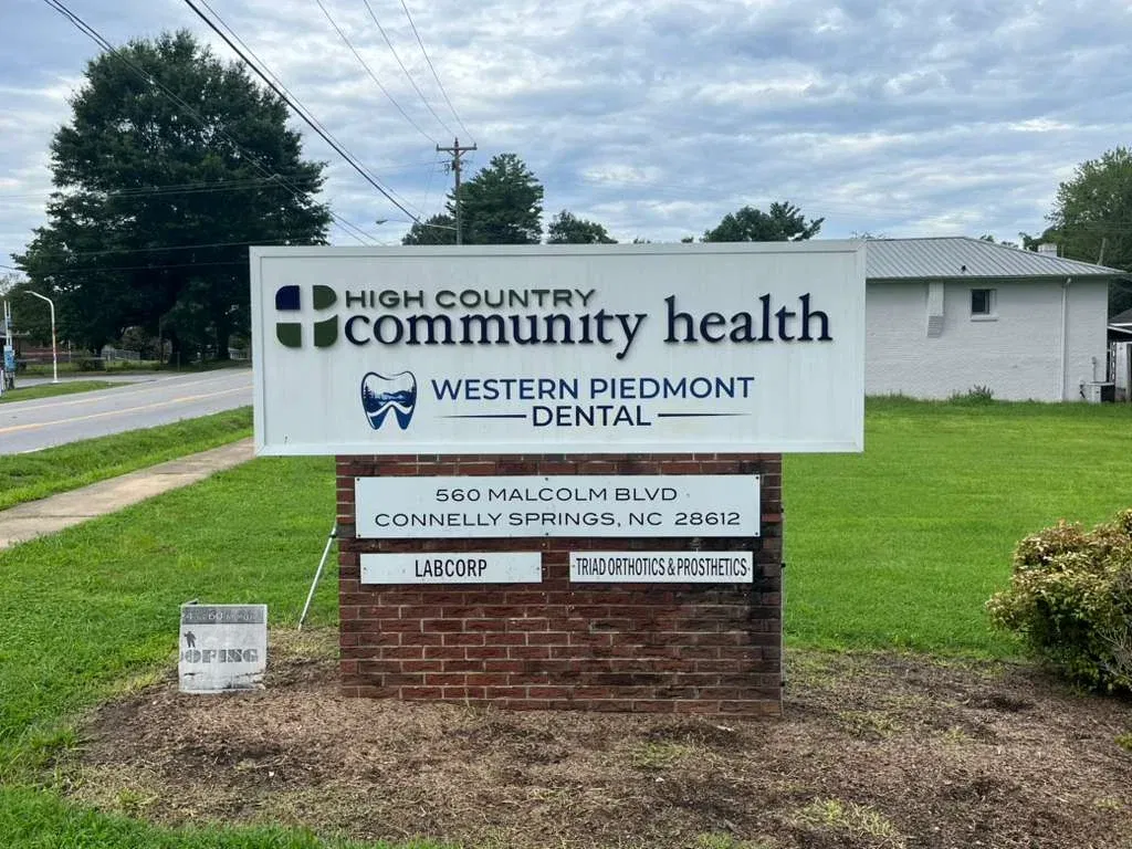 Western Piedmont Dental office sign at 560 Malcolm Blvd, Connelly Springs, NC