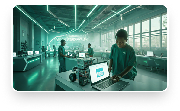 Students working with technology